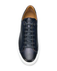 dunkelblaue Leder niedrige Sneakers von BOSS HUGO BOSS