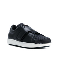 dunkelblaue Leder niedrige Sneakers von Moncler