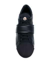 dunkelblaue Leder niedrige Sneakers von Moncler