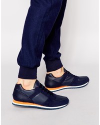 dunkelblaue Leder niedrige Sneakers von Asos