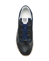 dunkelblaue Leder niedrige Sneakers von Weber Hodel Feder