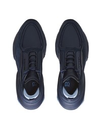dunkelblaue Leder niedrige Sneakers von Balmain