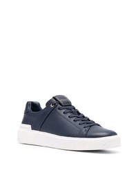 dunkelblaue Leder niedrige Sneakers von Balmain