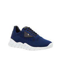 dunkelblaue Leder niedrige Sneakers von Fendi