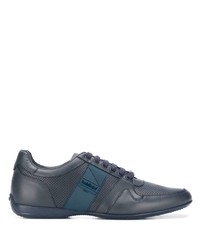 dunkelblaue Leder niedrige Sneakers von Baldinini