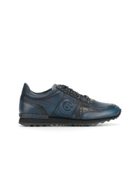 dunkelblaue Leder niedrige Sneakers von Baldinini