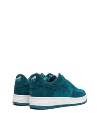 dunkelblaue Leder niedrige Sneakers von A Bathing Ape