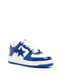 dunkelblaue Leder niedrige Sneakers von A Bathing Ape