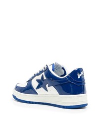 dunkelblaue Leder niedrige Sneakers von A Bathing Ape