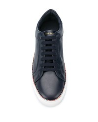 dunkelblaue Leder niedrige Sneakers von Paul Smith