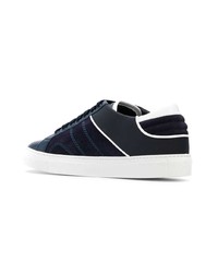 dunkelblaue Leder niedrige Sneakers von Billionaire