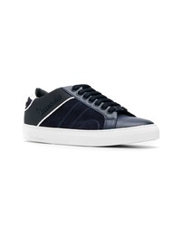 dunkelblaue Leder niedrige Sneakers von Billionaire