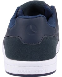 dunkelblaue Leder niedrige Sneakers von Bjorn Borg