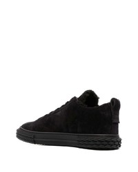 dunkelblaue Leder niedrige Sneakers von Giuseppe Zanotti