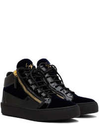 dunkelblaue Leder niedrige Sneakers von Giuseppe Zanotti