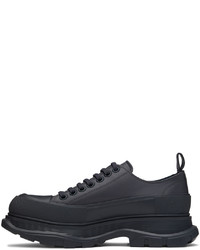 dunkelblaue Leder niedrige Sneakers von Alexander McQueen