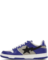 dunkelblaue Leder niedrige Sneakers von BAPE