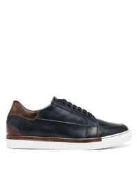 dunkelblaue Leder niedrige Sneakers von Bontoni