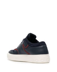 dunkelblaue Leder niedrige Sneakers von Salvatore Ferragamo