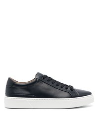 dunkelblaue Leder niedrige Sneakers von BOSS