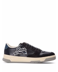 dunkelblaue Leder niedrige Sneakers von BOSS