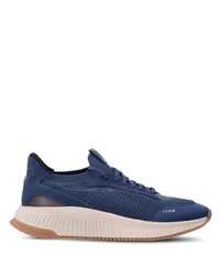 dunkelblaue Leder niedrige Sneakers von BOSS