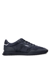 dunkelblaue Leder niedrige Sneakers von BOSS