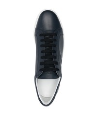 dunkelblaue Leder niedrige Sneakers von Corneliani