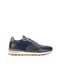 dunkelblaue Leder niedrige Sneakers von BRIMARTS