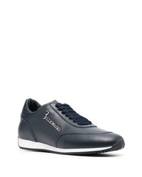 dunkelblaue Leder niedrige Sneakers von Billionaire