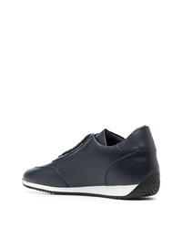 dunkelblaue Leder niedrige Sneakers von Billionaire