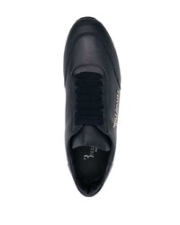 dunkelblaue Leder niedrige Sneakers von Billionaire