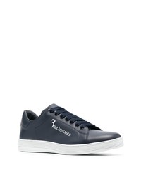 dunkelblaue Leder niedrige Sneakers von Billionaire