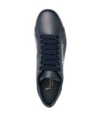 dunkelblaue Leder niedrige Sneakers von Billionaire