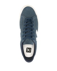 dunkelblaue Leder niedrige Sneakers von Veja