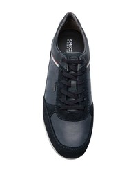 dunkelblaue Leder niedrige Sneakers von Geox