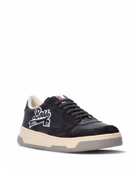 dunkelblaue Leder niedrige Sneakers von BOSS