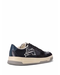 dunkelblaue Leder niedrige Sneakers von BOSS