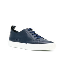 dunkelblaue Leder niedrige Sneakers von Fendi