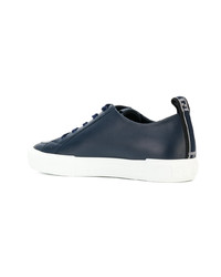 dunkelblaue Leder niedrige Sneakers von Fendi