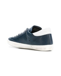 dunkelblaue Leder niedrige Sneakers von Philippe Model