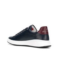 dunkelblaue Leder niedrige Sneakers von Philipp Plein