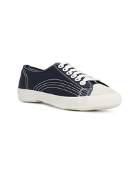 dunkelblaue Leder niedrige Sneakers von Comme Des Garçons Girl