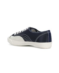 dunkelblaue Leder niedrige Sneakers von Comme Des Garçons Girl