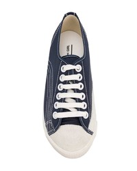 dunkelblaue Leder niedrige Sneakers von Comme Des Garçons Girl