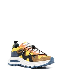 dunkelblaue Leder niedrige Sneakers von DSQUARED2