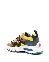 dunkelblaue Leder niedrige Sneakers von DSQUARED2