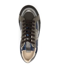 dunkelblaue Leder niedrige Sneakers von Dolce & Gabbana
