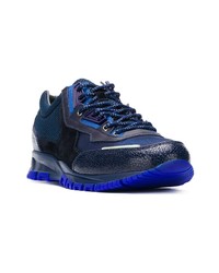 dunkelblaue Leder niedrige Sneakers von Lanvin