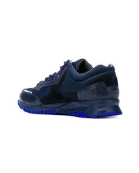 dunkelblaue Leder niedrige Sneakers von Lanvin